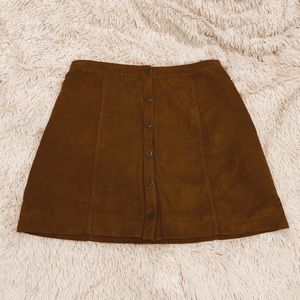Hollister brown suede button skirt